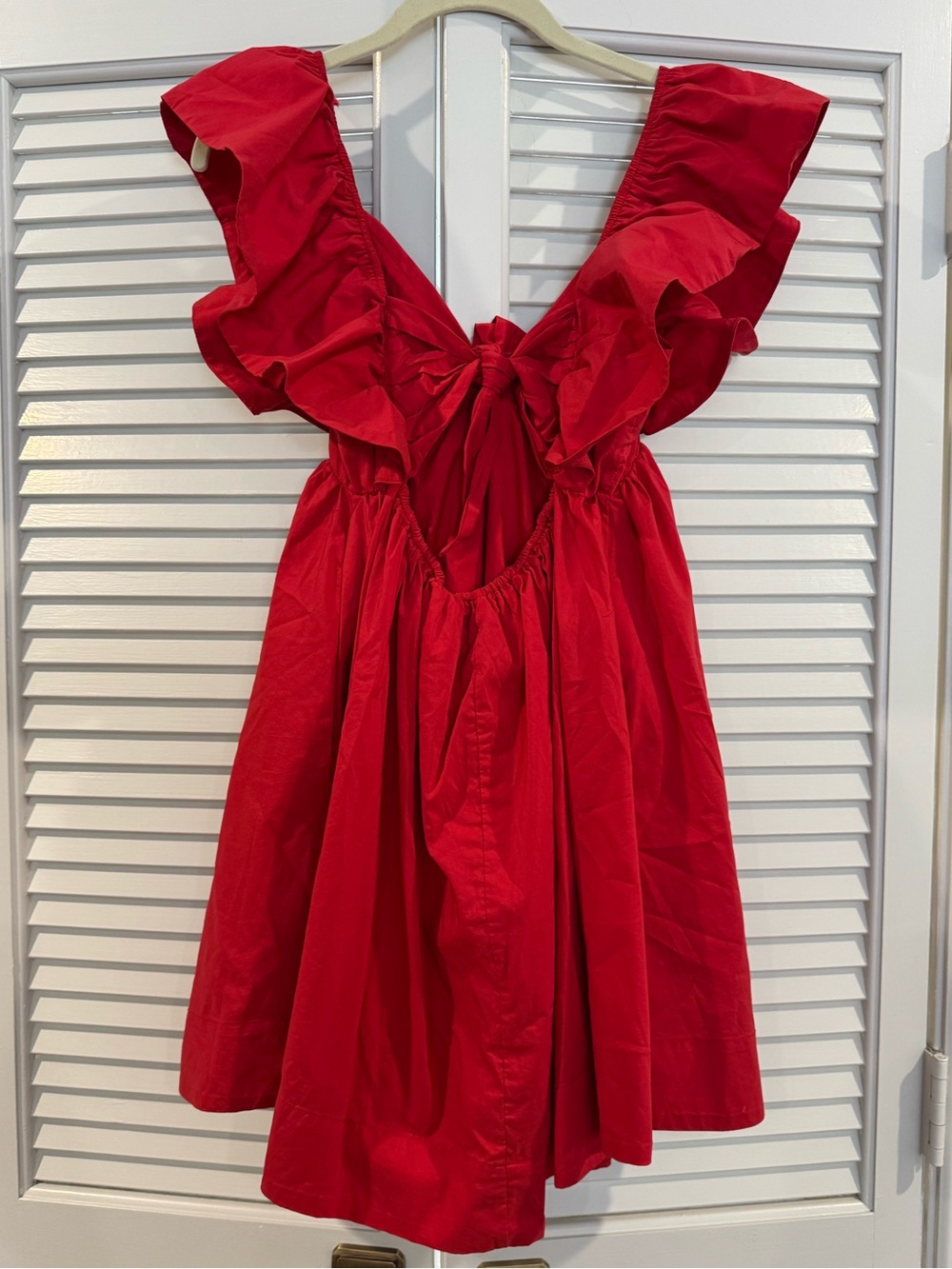 Red Ruffle-Sleeve Mini Dress - Picture 6 of 12